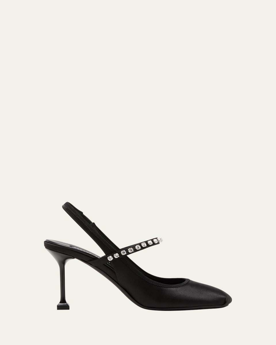 Satin Crystal Halter Ballerina Pumps